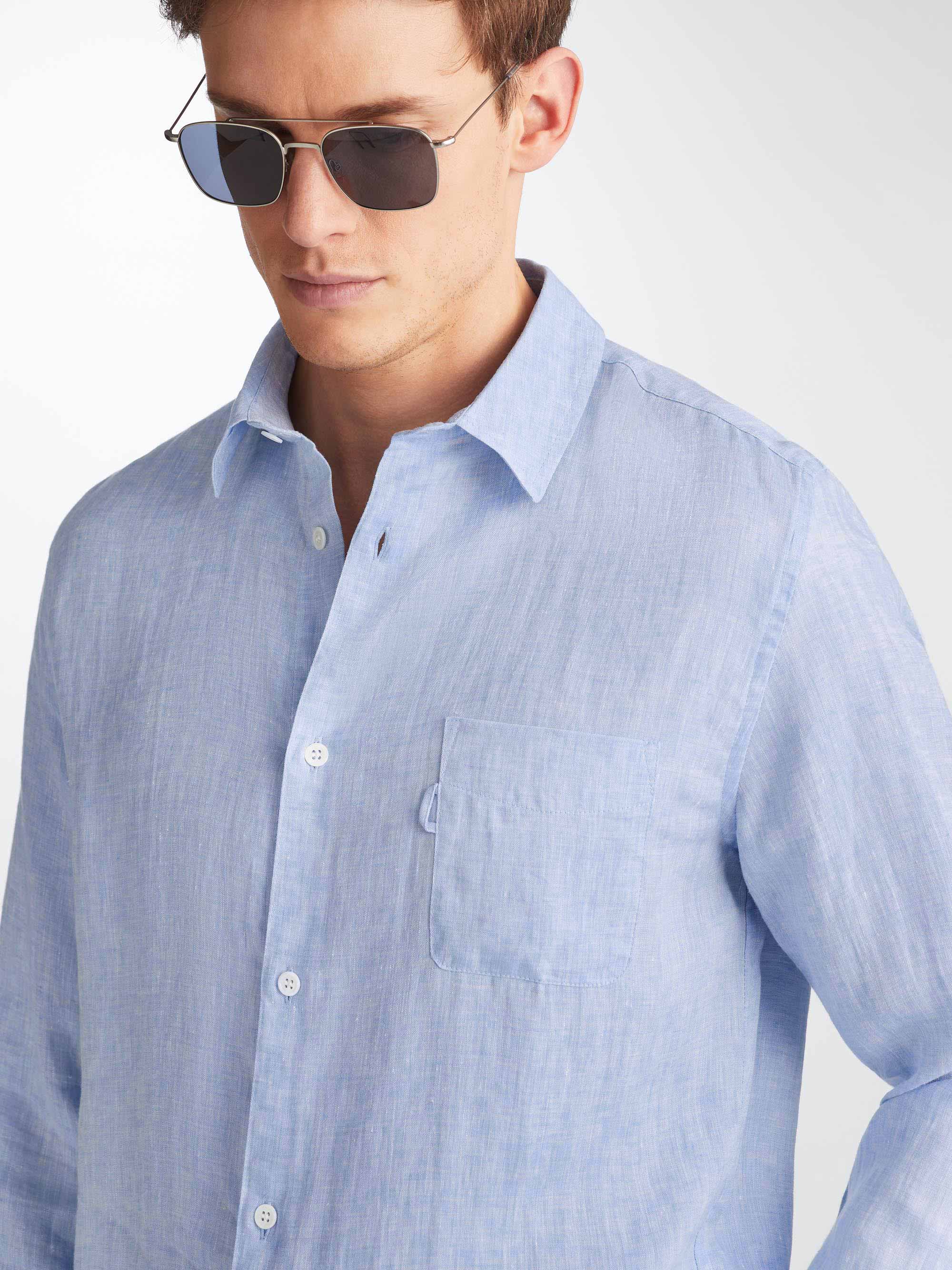 Men's Shirt Monaco Linen Blue
